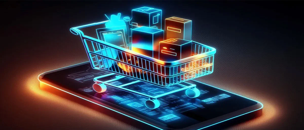Tasarım- akıllı telefon üzerinde, içi dolu bir alışveriş arabası