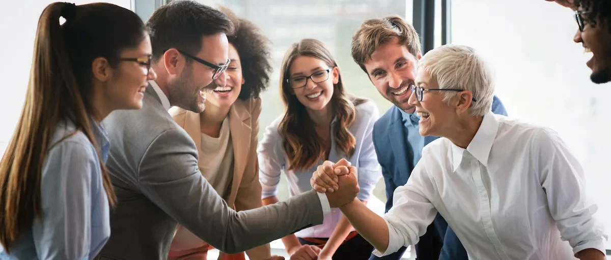 A happy team at work